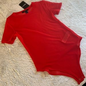 Forever21 Red Sheer T-shirt Bodysuit